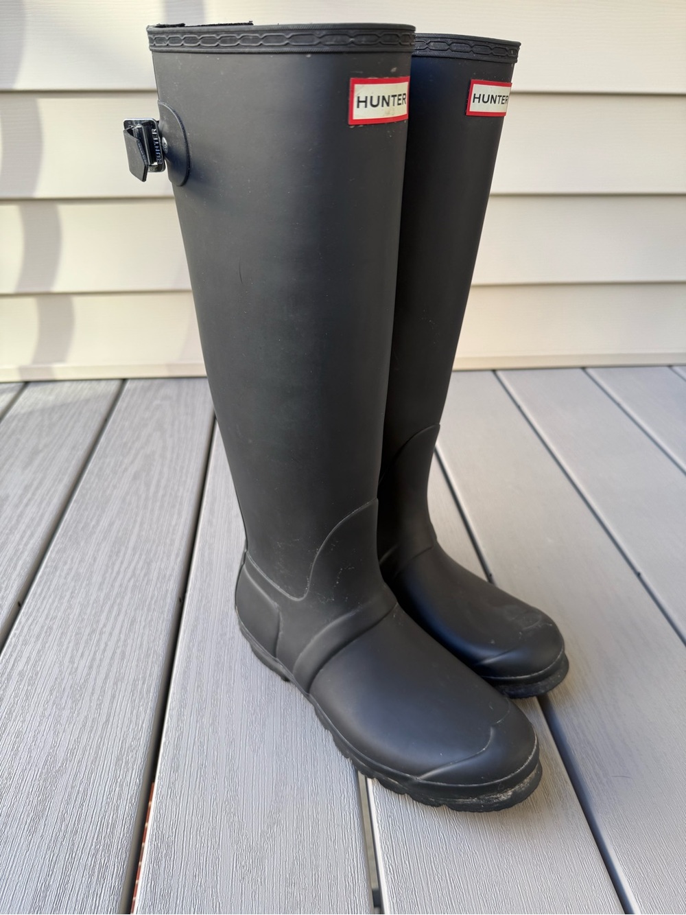 Hunter Original Back Adjustable Tall Rain Boots Black Women’s Size 8